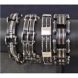 LOT OF 4 MENS STAINLESS STEEL BRACELETS