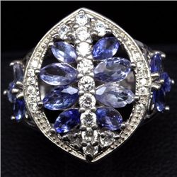 STERLING SILVER TANZANITE RING - SZ. 5.25