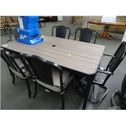 Aluminum Table w/Plank Top & 6 Chairs - Priced $1499 - Scratches - Plank Warped