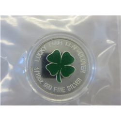 "Four Leaf Clover" .999 silver colorized round