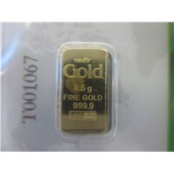 .999 Solid gold Investor's Bar - 0.5g