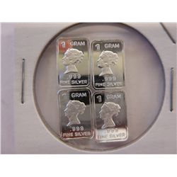 4 x .999 Silver Queen Elizabeth bars.
