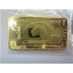 .999 Gold Plate 2014 Australian 1 oz. bar