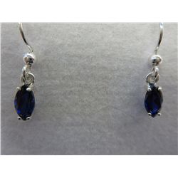 1.42 ct Victorian hook sapphire earrings