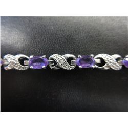 6.02 ct Amethyst & diamond tennis bracelet