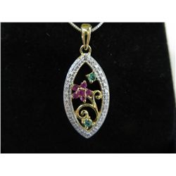 Diamond, emerald & ruby necklace