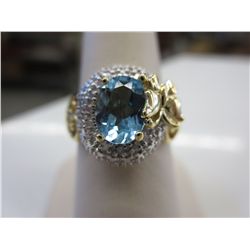 Blue topaz & diamond dinner ring