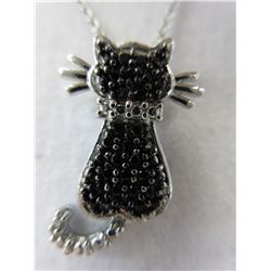 Sterling silver cat necklace