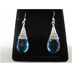 Gorgeous cushion cut London blue topaz earrings