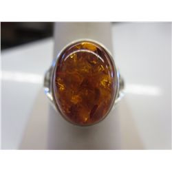 Stunning sterling silver amber ring