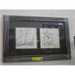 Signed and Dated line drawing "Friends"