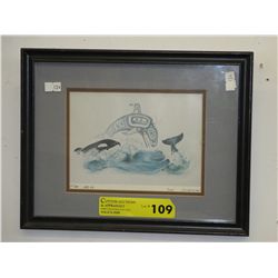 Framed art card "The Orca" by Sue Coleman