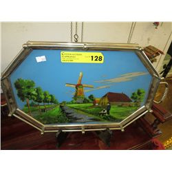 Vintage serving tray - reverse painted on glass