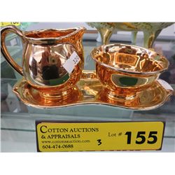 Crown Devon gold lustre - cream, sugar and tray