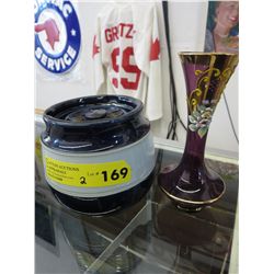 Vintage Bohemian Vase & Glazed ceramic container