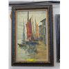 Image 1 : Vintage signed acrylic harbour scene