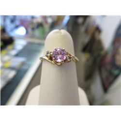 10KT yellow gold Pink Ice ring