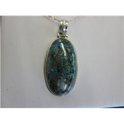 25.49CT Oval Blue Chrysocolla pendant