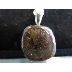 Ammolite Pendant, sterling silver setting & chain