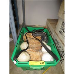 Softballs, mitts and a mask