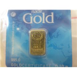 2 x .999 solid gold bars - 0.10 g each