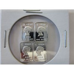 4 x .999 Fine, solid silver Queen Elizabeth bars