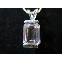 Ladies emerald cut pink kunzite necklace set