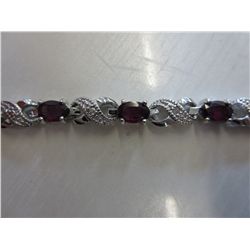 New ladies garnet & diamond tennis bracelet