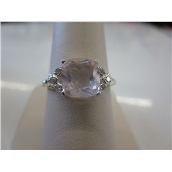 Lovely - cushion cut pink kunzite & diamond ring