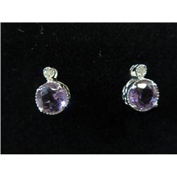 Brand new pair of amethyst & diamond earrings
