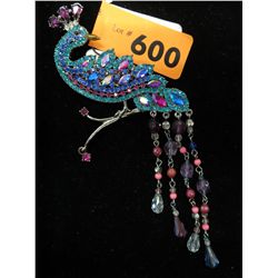 Vintage Avon -Rhinestone peacock brooch