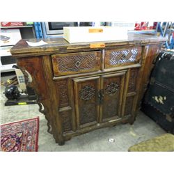 Vintage hand carved Oriental sideboard