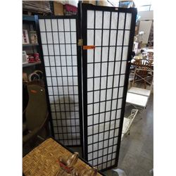 Tri-fold screen with rice paper