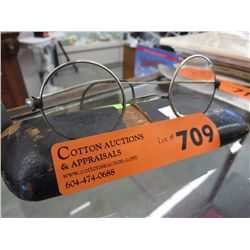 Pair of antique granny glasses with case