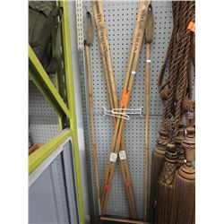 1950's Norwegian wood cross country skis & poles