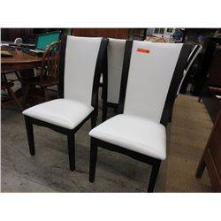 NEW 6 Dining chairs in wood & white leather