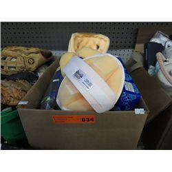 Box of athletic supports, shoe insoles, etc.