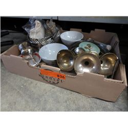 Box of vintage and collectible household items