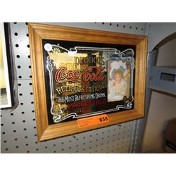 Mirrored Coca-Cola sign in wood frame