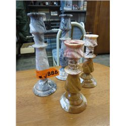 2 Pairs of stone candle holders