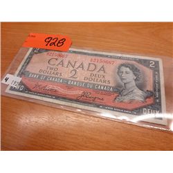 Rare 1954 "Devil's Face" Canadian $2 Bill