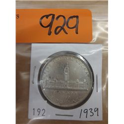 1939 Canadian Silver dollar coin