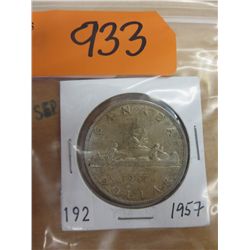 1957 Canadian Silver dollar coin