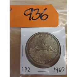 1960 Canadian Silver dollar coin