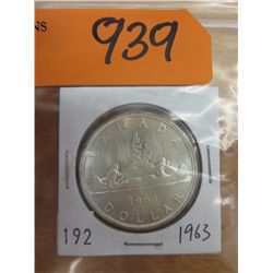 1963 Canadian Silver dollar coin