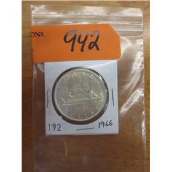 1966 Canadian Silver dollar coin