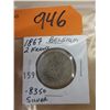 Image 1 : 1867 Belgium 2 Francs .8350 silver