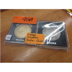 2 Vintage Hawaiian dollar coins