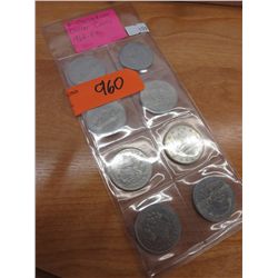 8 Canadian dollar coins 1968-84