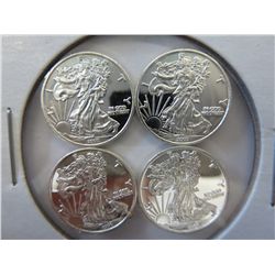 4 x Solid silver bullion Walking Liberty round